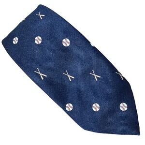 CAPE COD NECKWEAR Mens classic necktie blue white red baseball & bat SPORTS NWOT